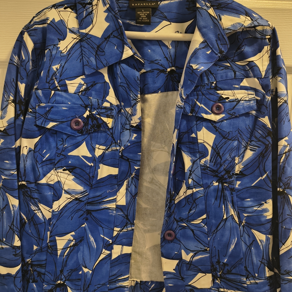 Rafaella Blue Floral Print Women's Jacket